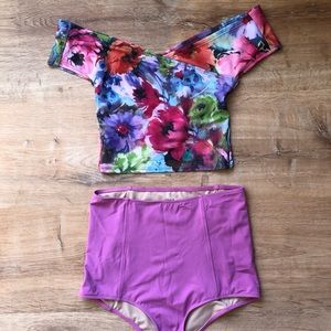 Kortni Jeane Bold Peonies OTS / Over the Shoulder Top